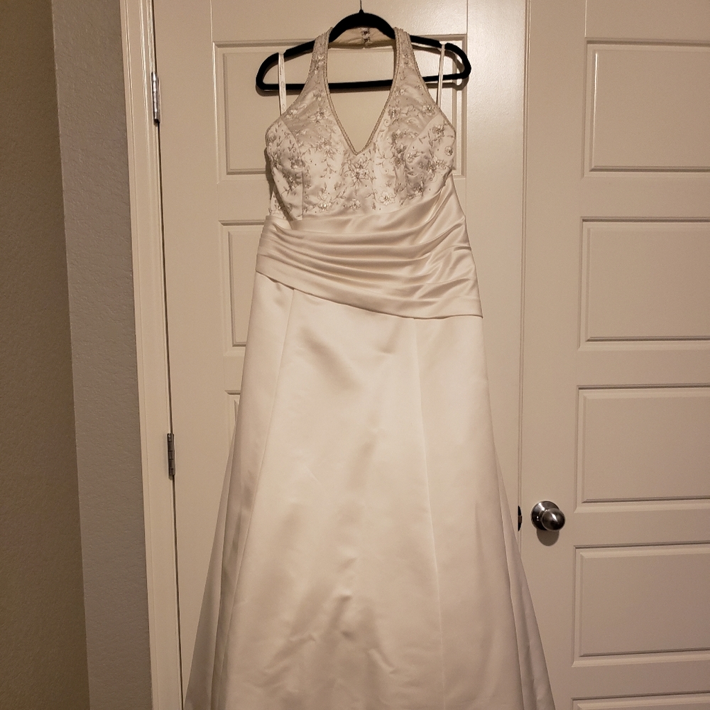Womens Wedding Satin Dress - Size 16 - Ivory